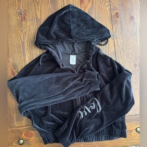 Women black set, hoodie and pants 
“ Love “ design on sleeve and heart on pants